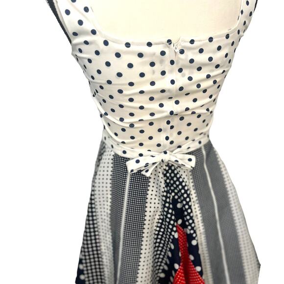 Vintage 1970s Red White and Blue A-Line Polka Dot Scarf Dress Size XS / Small - Picture 6 of 10